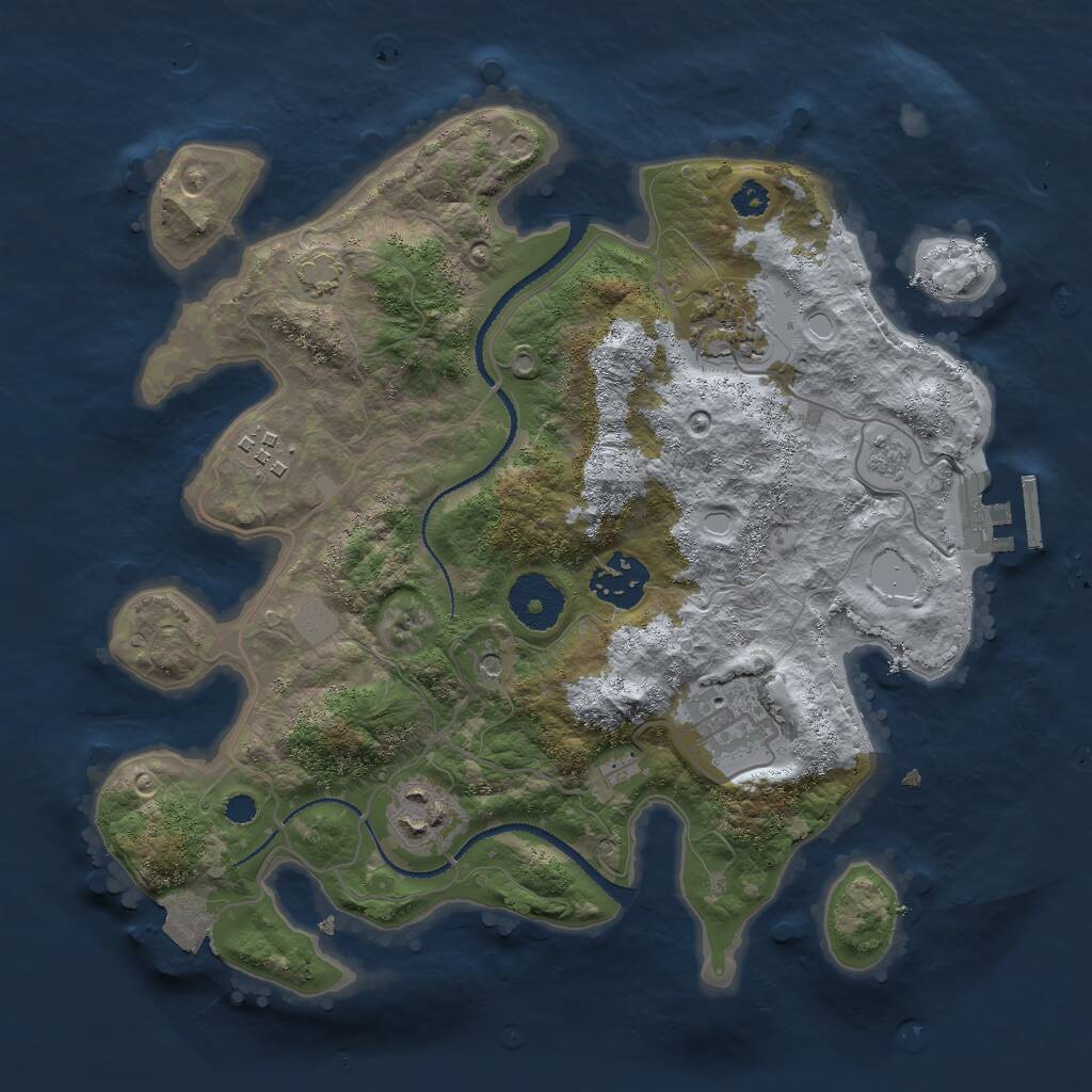 Rust Map: Procedural Map, Size: 3000, Seed: 1410607733, 10 Monuments