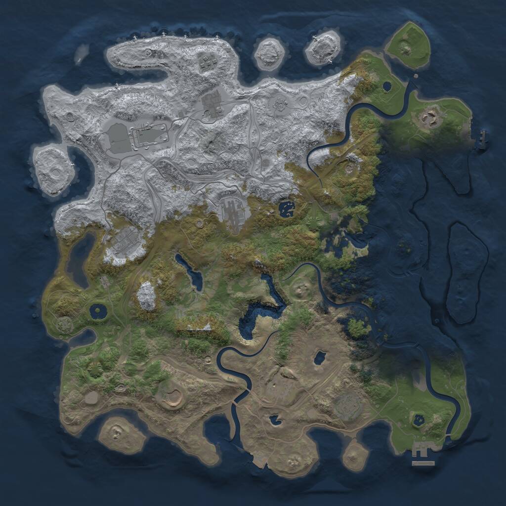 Rust Map: Procedural Map, Size: 4500, Seed: 4235, 16 Monuments