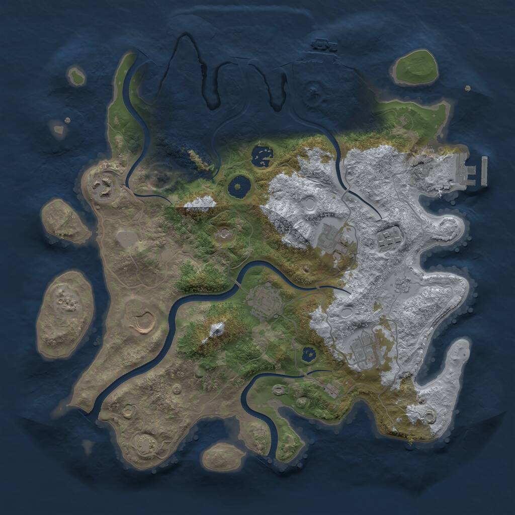 Rust Map: Procedural Map, Size: 3500, Seed: 321523, 13 Monuments
