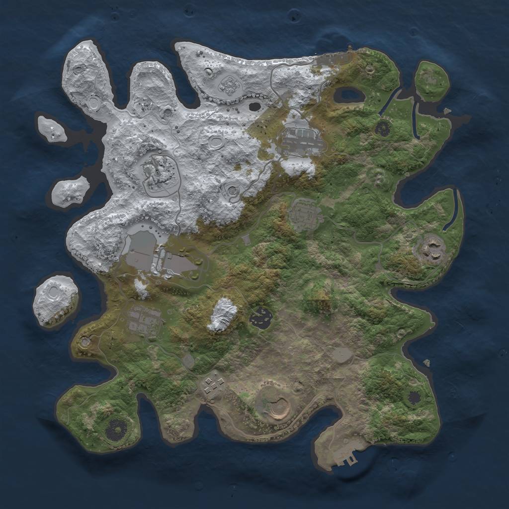 Rust Map: Procedural Map, Size: 3500, Seed: 1680229273, 18 Monuments
