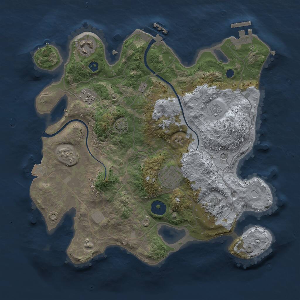 Rust Map: Procedural Map, Size: 3000, Seed: 5599, 10 Monuments