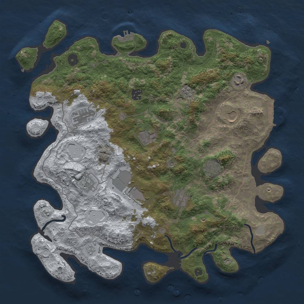 Rust Map: Procedural Map, Size: 4000, Seed: 1175948805, 19 Monuments