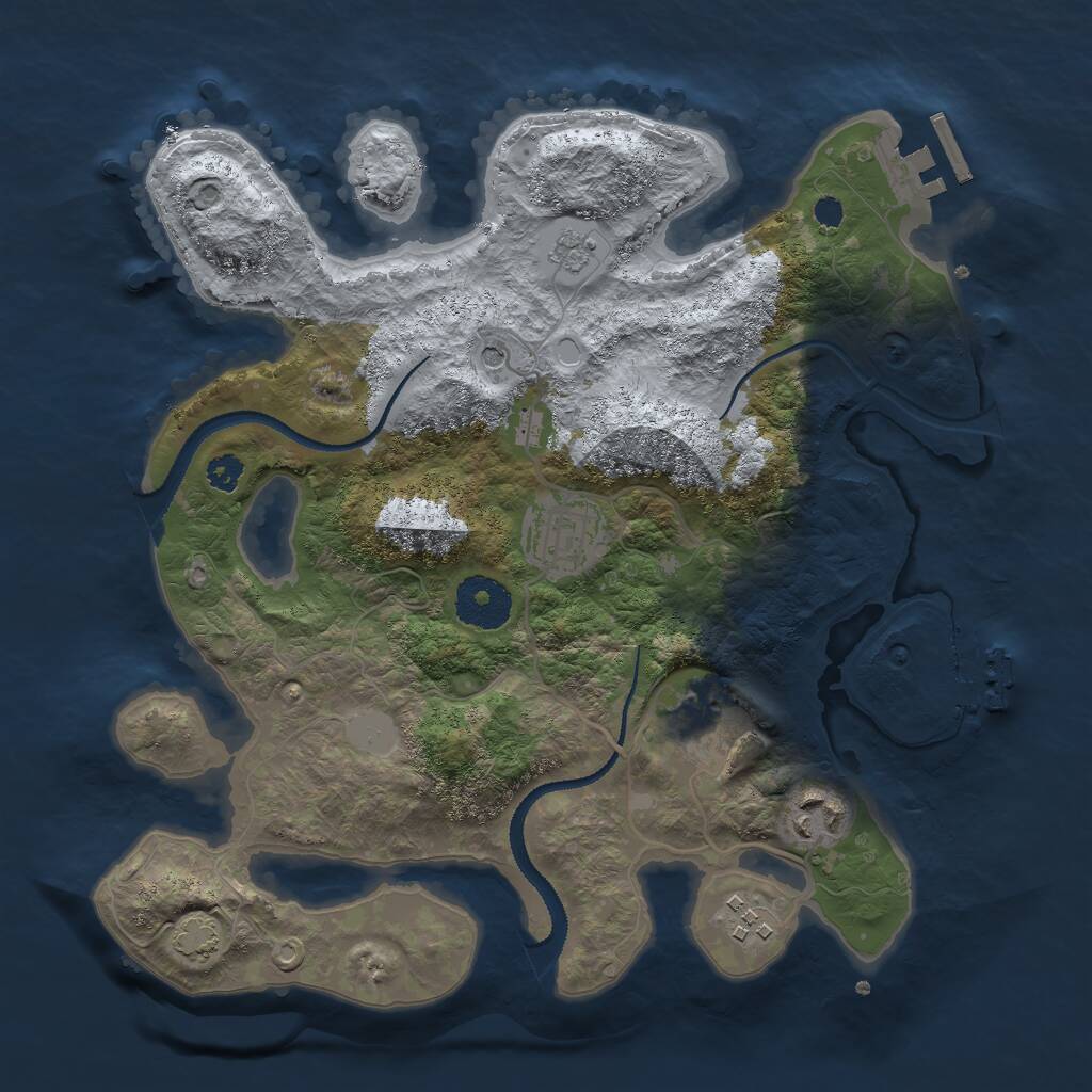Rust Map: Procedural Map, Size: 3000, Seed: 33381, 10 Monuments