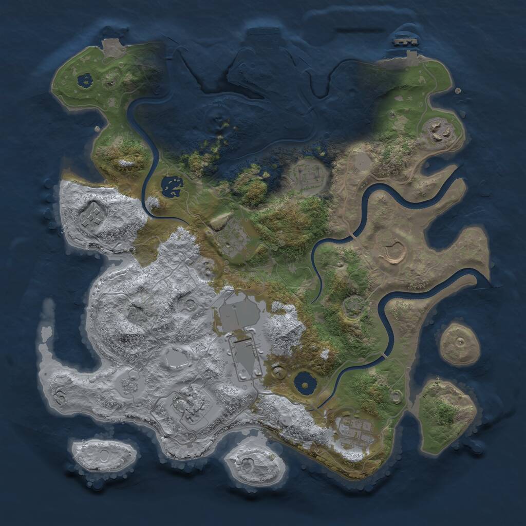 Rust Map: Procedural Map, Size: 3500, Seed: 407964, 15 Monuments