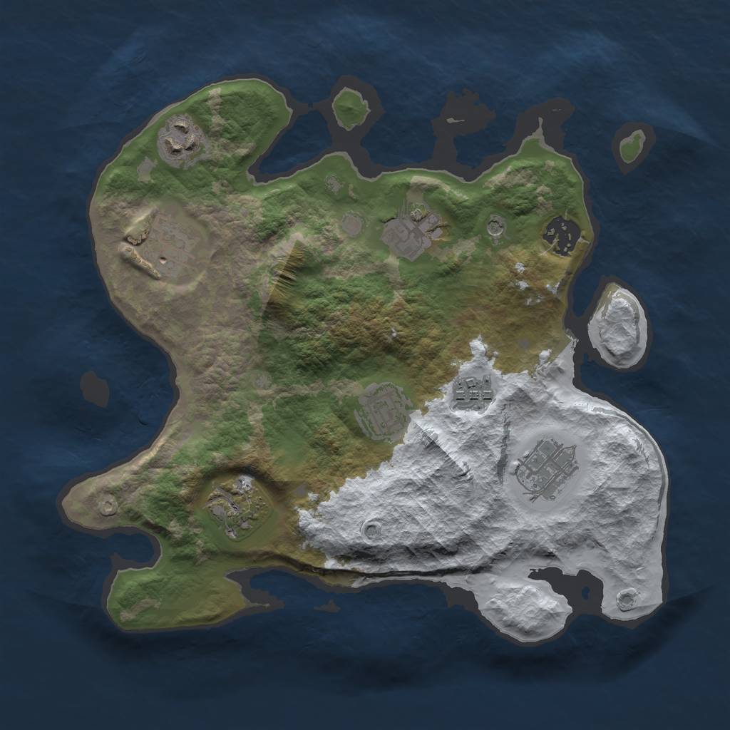 Rust Map: Barren, Size: 3000, Seed: 454, 11 Monuments