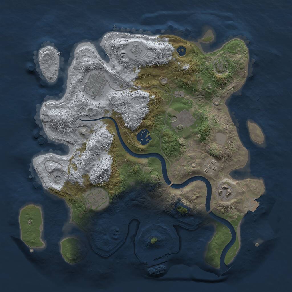 Rust Map: Procedural Map, Size: 3000, Seed: 60987461, 11 Monuments