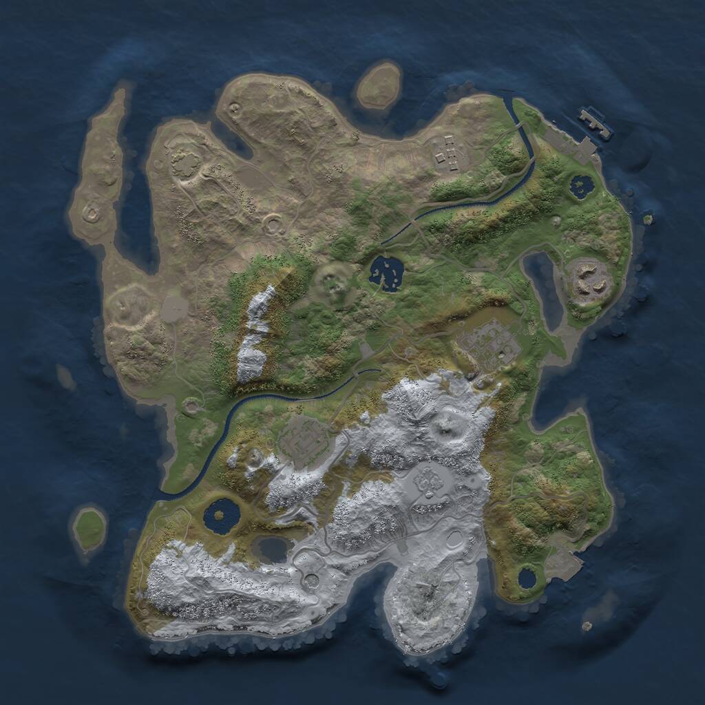 Rust Map: Procedural Map, Size: 3000, Seed: 24132532, 10 Monuments