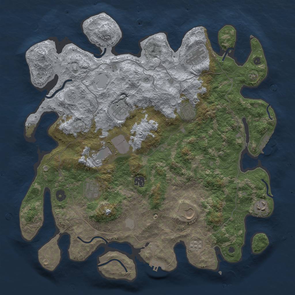 Rust Map: Procedural Map, Size: 4050, Seed: 1793500330, 18 Monuments
