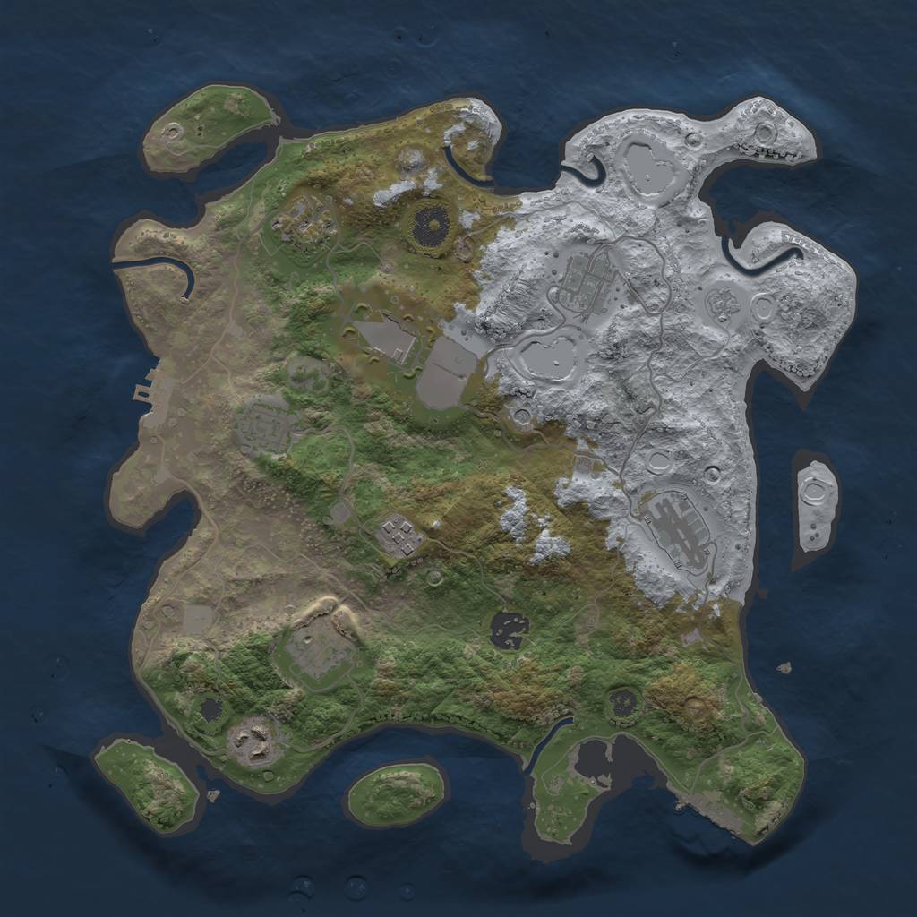 Rust Map: Procedural Map, Size: 3500, Seed: 1615162408, 18 Monuments