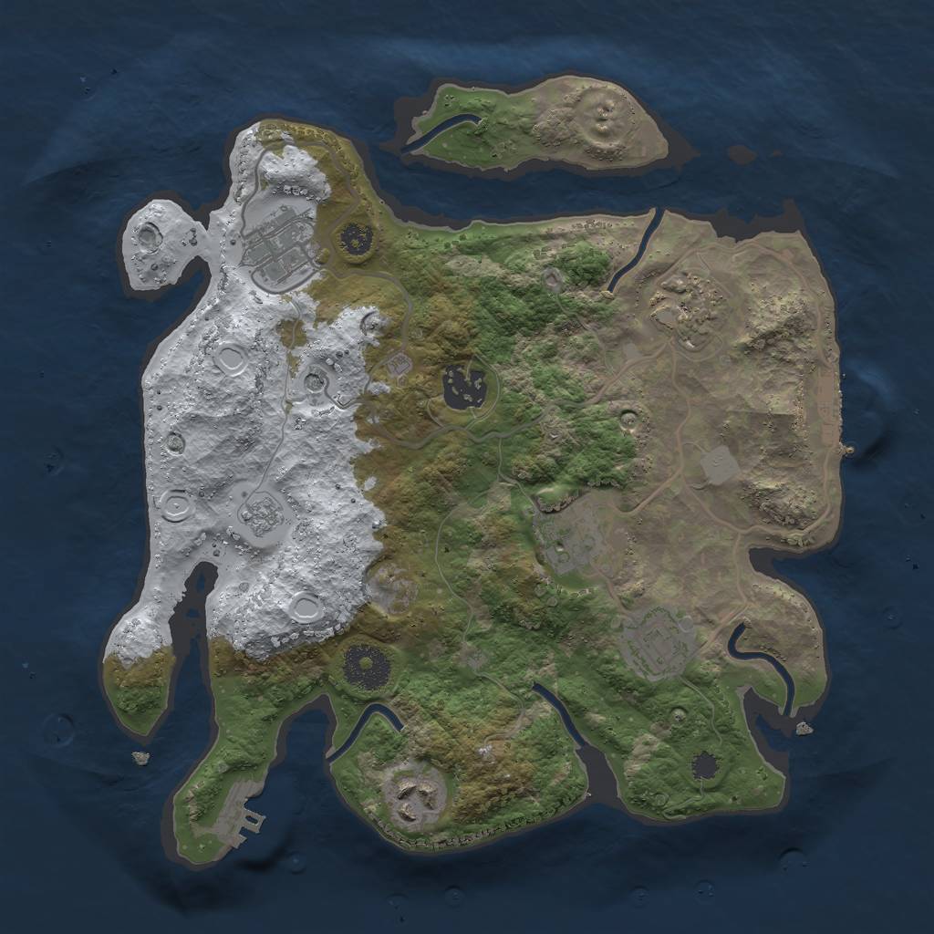 Rust Map: Procedural Map, Size: 3000, Seed: 1034668730, 15 Monuments