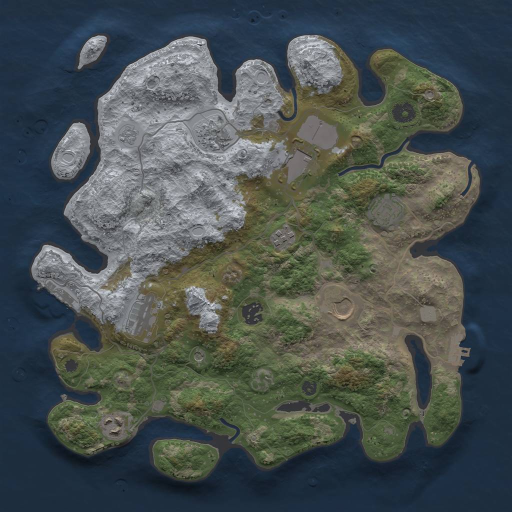 Rust Map: Procedural Map, Size: 3500, Seed: 2030675502, 17 Monuments