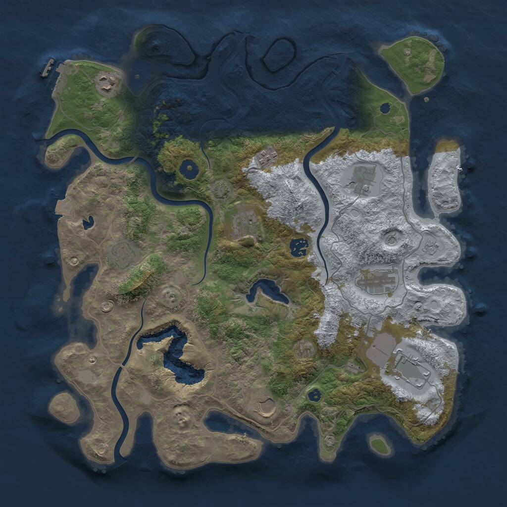 Rust Map: Procedural Map, Size: 4000, Seed: 664323, 14 Monuments