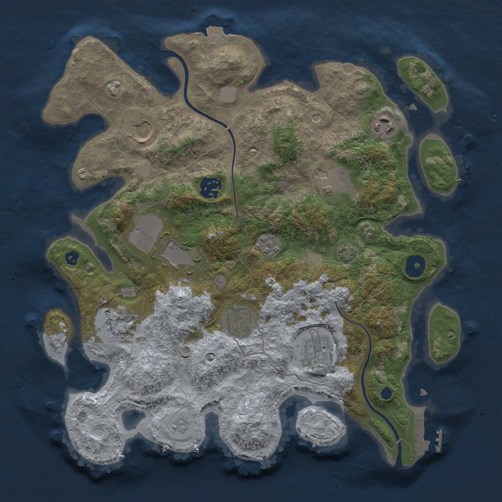 Rust Map: Procedural Map, Size: 3500, Seed: 75957883, 14 Monuments