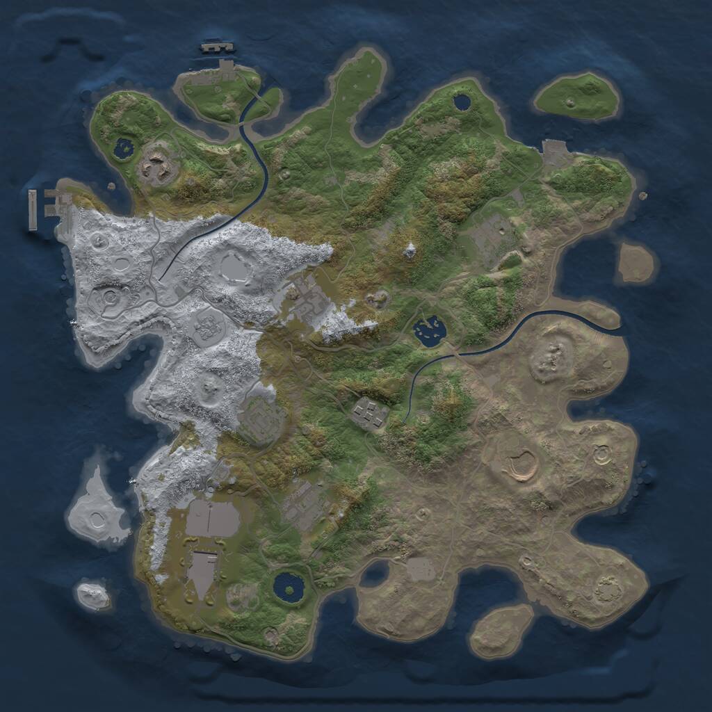 Rust Map: Procedural Map, Size: 3500, Seed: 1232594735, 15 Monuments