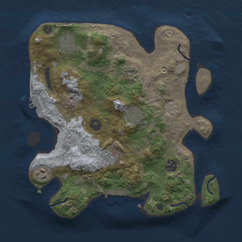 Rust Map: Procedural Map, Size: 3000, Seed: 125047, 15 Monuments