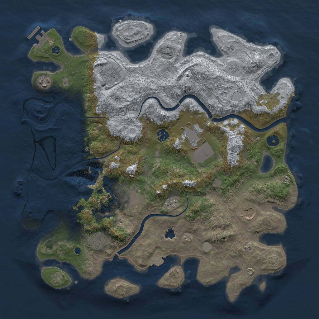 Rust Map: Procedural Map, Size: 4000, Seed: 747379, 14 Monuments