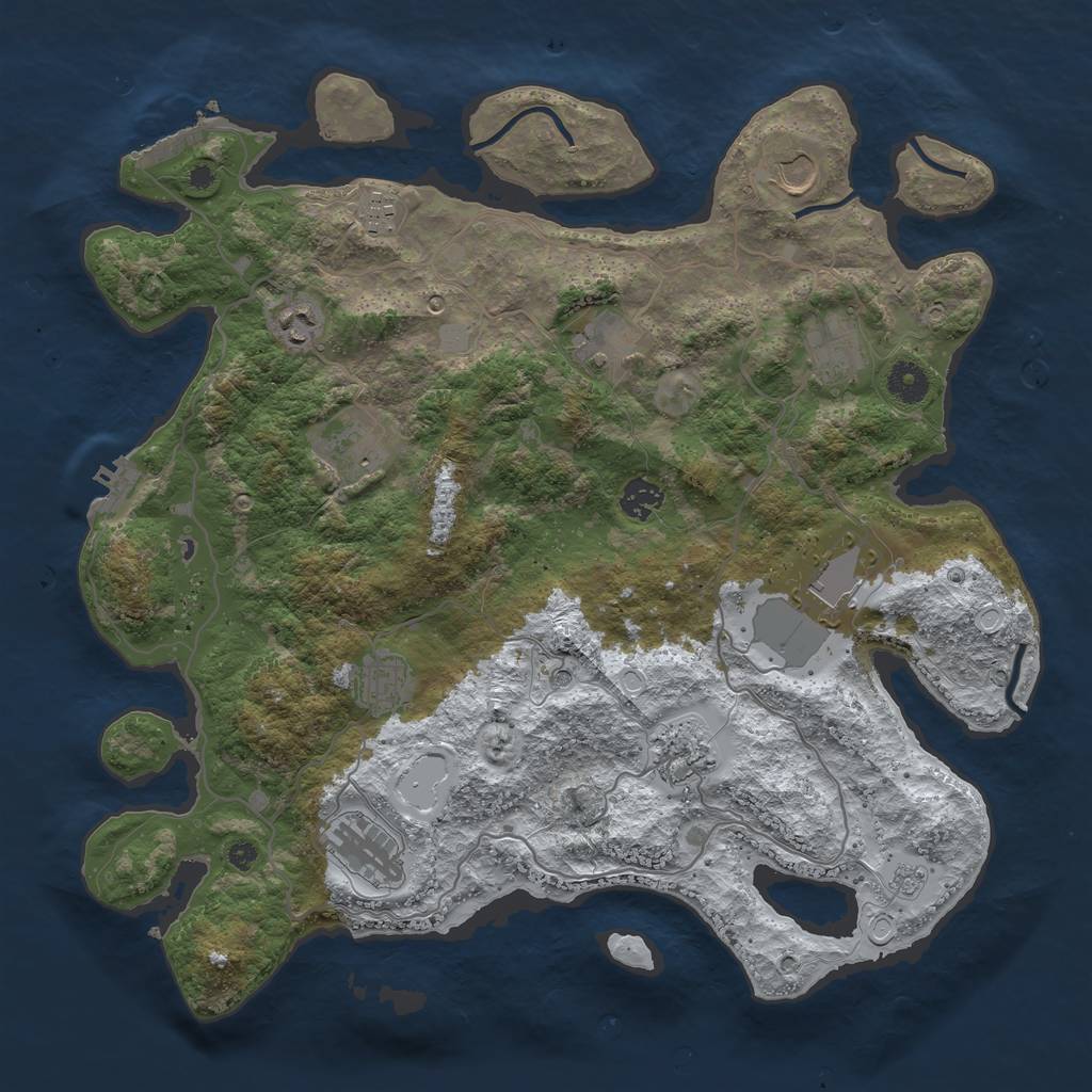 Rust Map: Procedural Map, Size: 4000, Seed: 711044, 20 Monuments