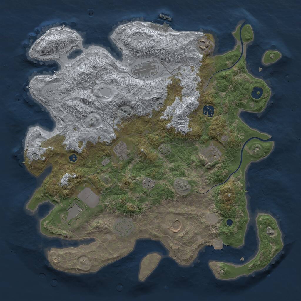 Rust Map: Procedural Map, Size: 3800, Seed: 523, 14 Monuments