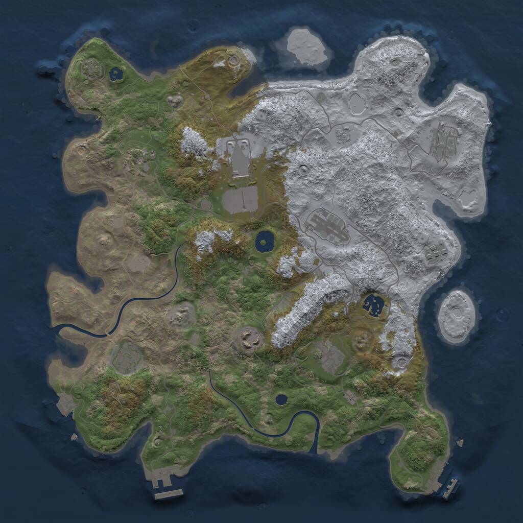 Rust Map: Procedural Map, Size: 3750, Seed: 1237933474, 15 Monuments