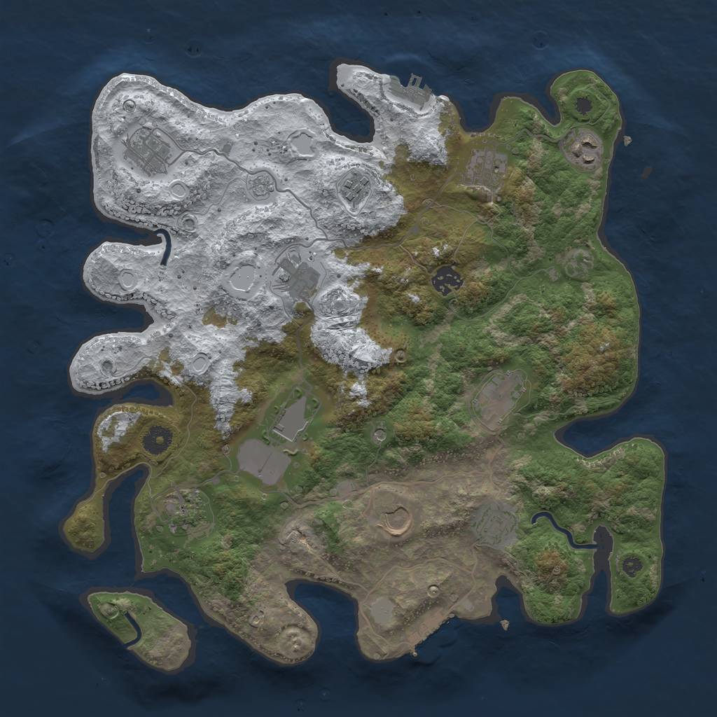 Rust Map: Procedural Map, Size: 3750, Seed: 525968229, 20 Monuments