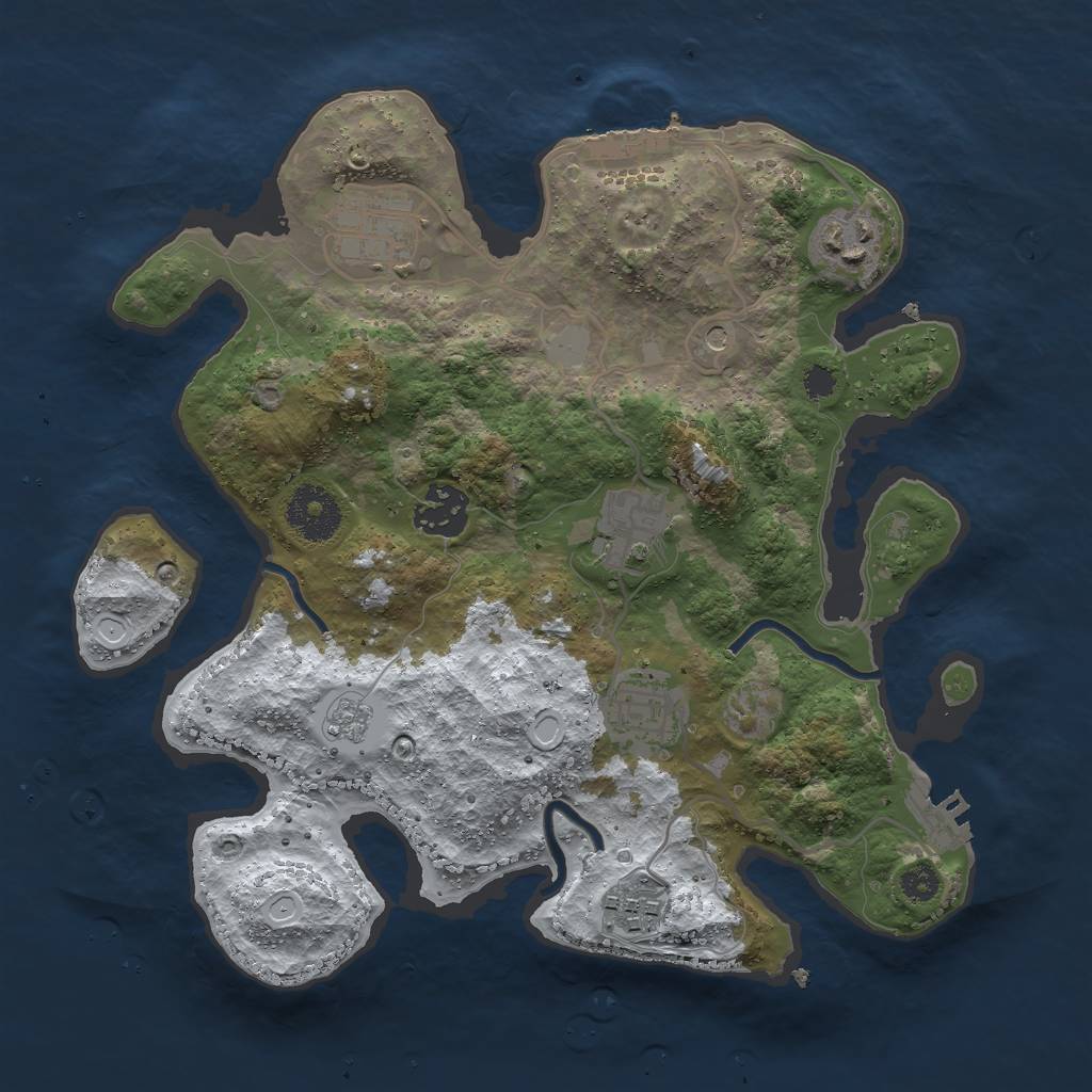 Rust Map: Procedural Map, Size: 3000, Seed: 9825, 15 Monuments