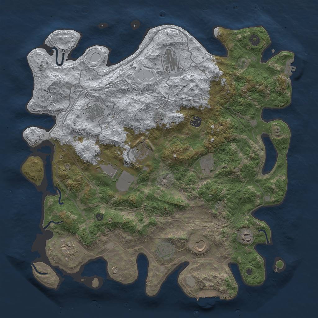 Rust Map: Procedural Map, Size: 4250, Seed: 2144875282, 20 Monuments