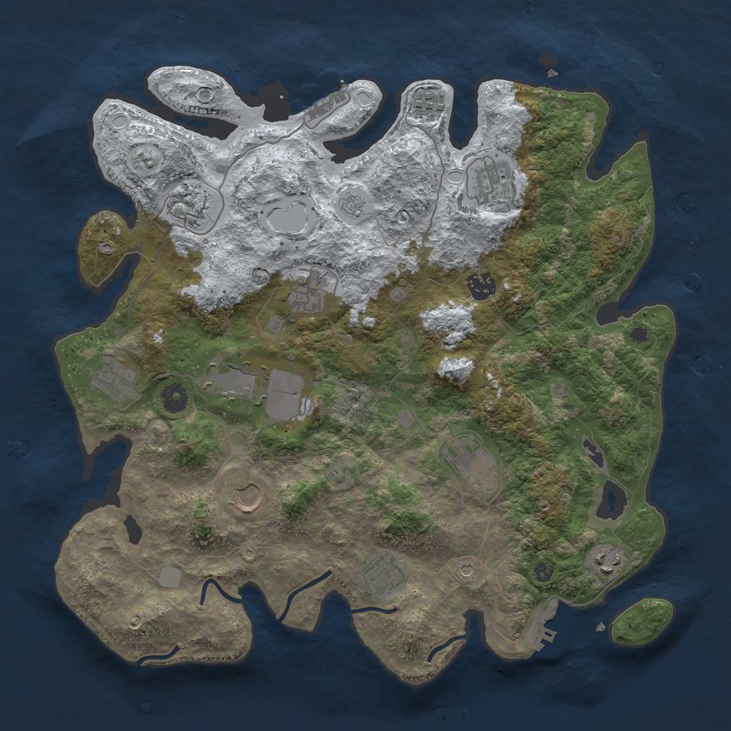 Rust Map: Procedural Map, Size: 3850, Seed: 566155942, 20 Monuments