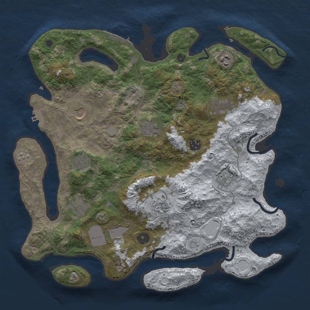 Rust Map: Procedural Map, Size: 3850, Seed: 955929987, 20 Monuments