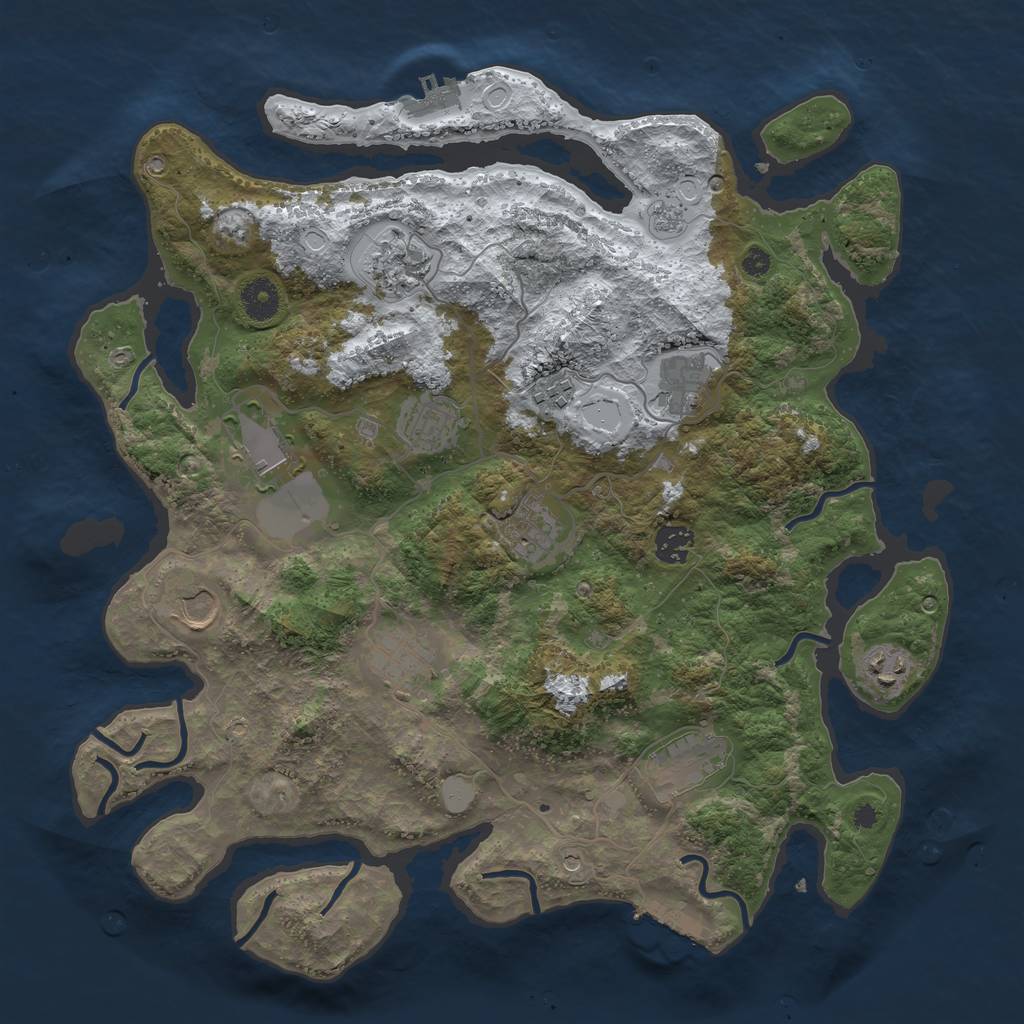 Rust Map: Procedural Map, Size: 3850, Seed: 2064431241, 20 Monuments