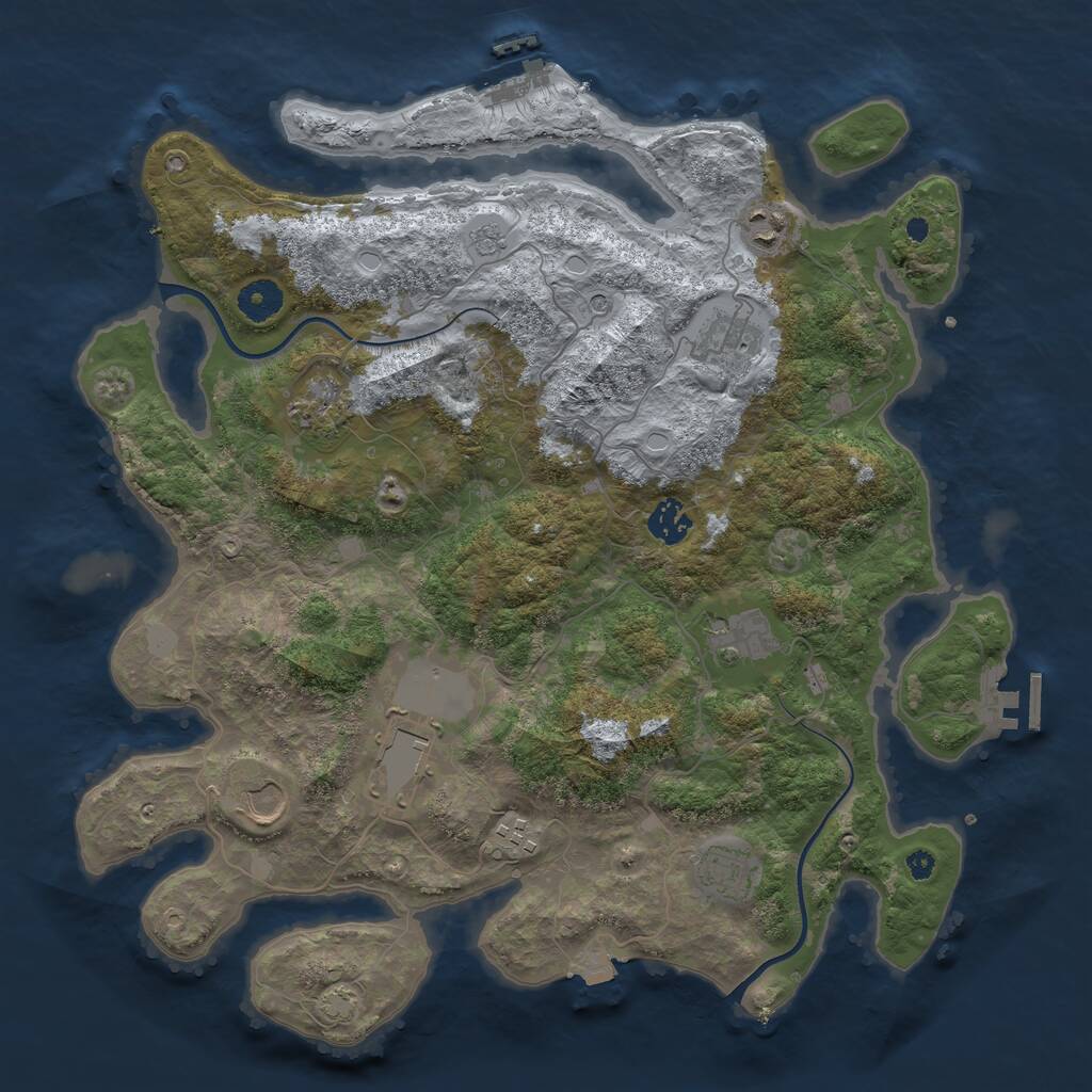 Rust Map: Procedural Map, Size: 3850, Seed: 2064431241, 15 Monuments