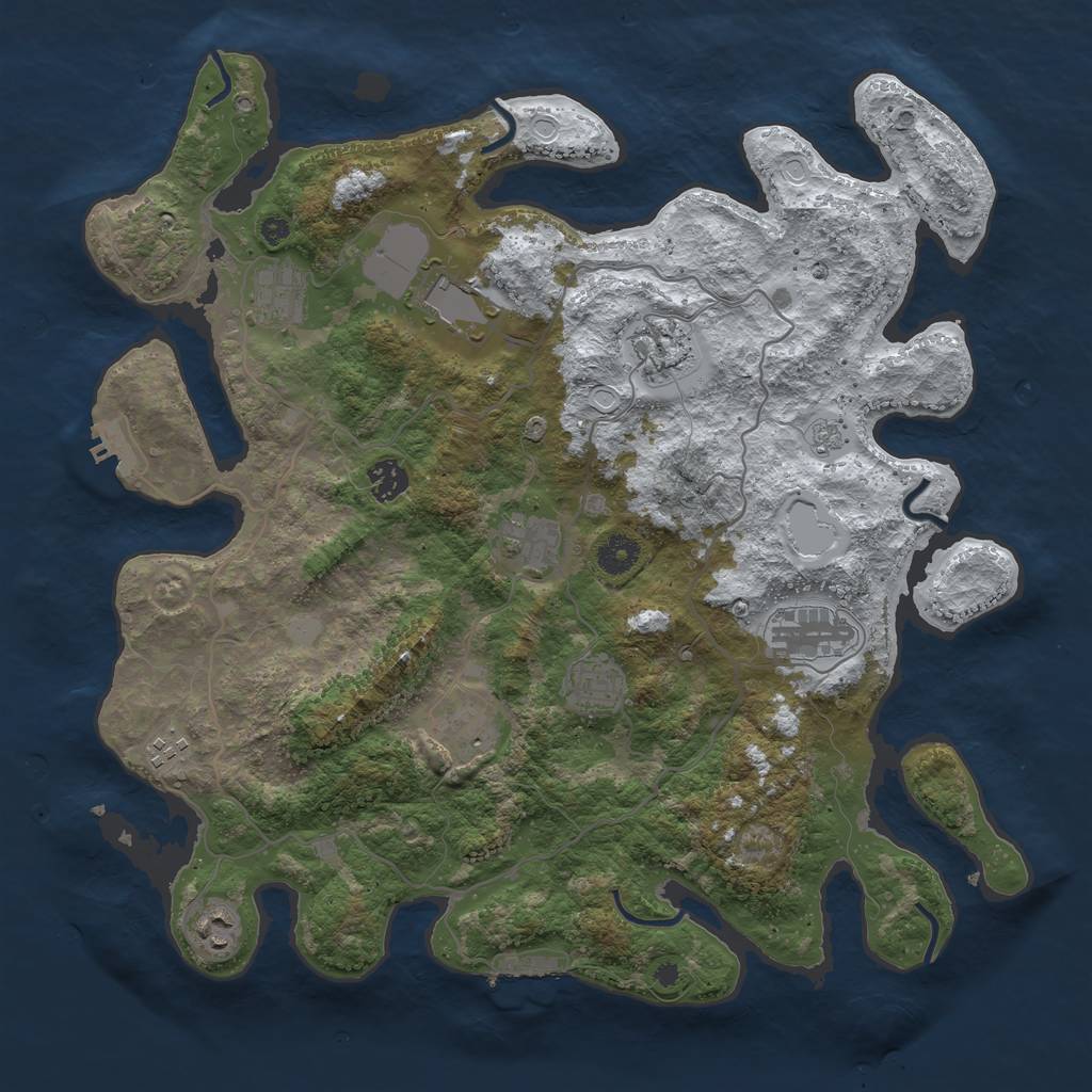 Rust Map: Procedural Map, Size: 4000, Seed: 451760, 18 Monuments