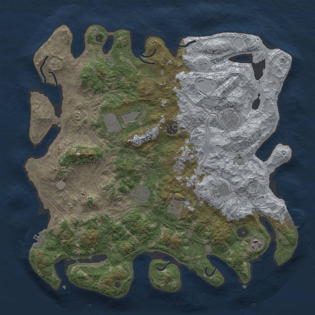 Rust Map: Procedural Map, Size: 4250, Seed: 2139751655, 17 Monuments
