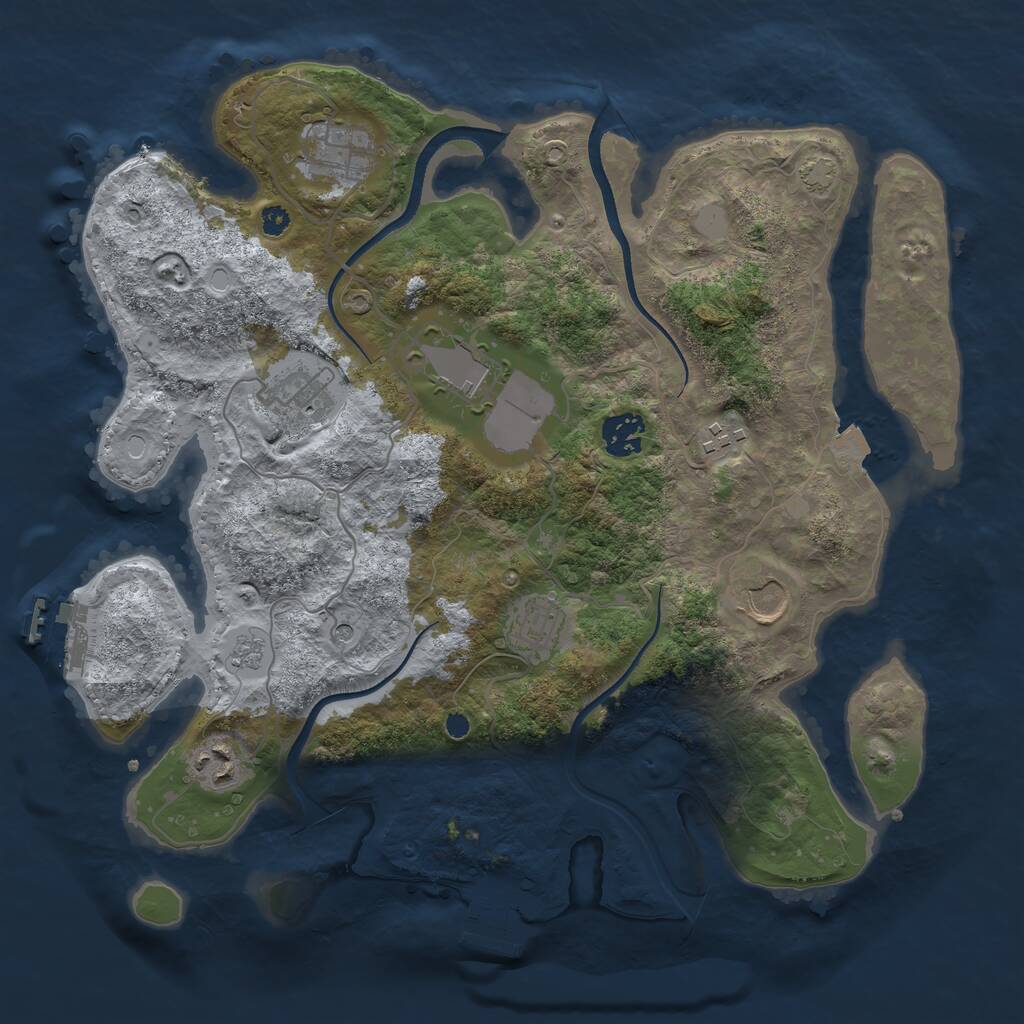 Rust Map: Procedural Map, Size: 3500, Seed: 1046441283, 14 Monuments