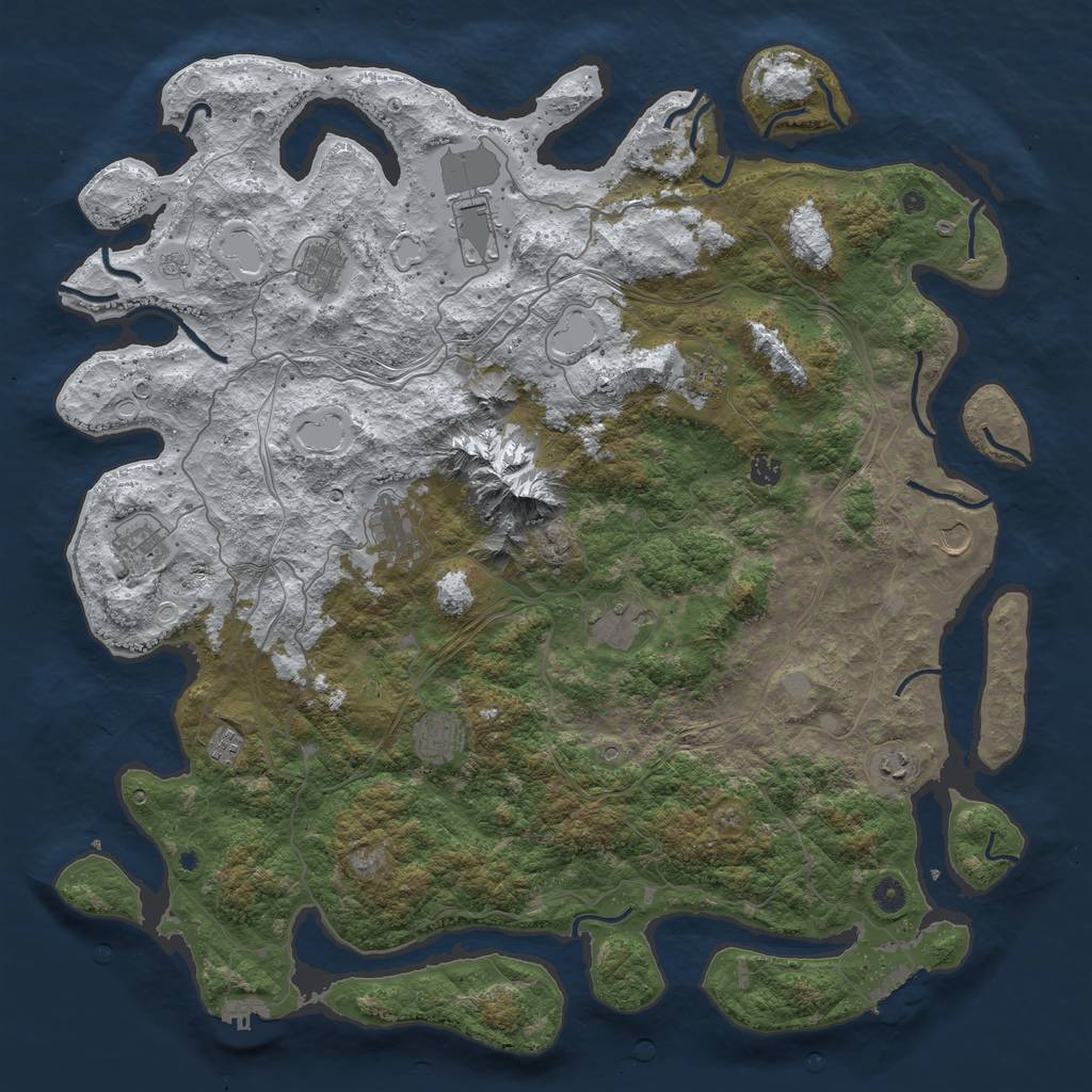 Rust Map: Procedural Map, Size: 5000, Seed: 472184607, 20 Monuments