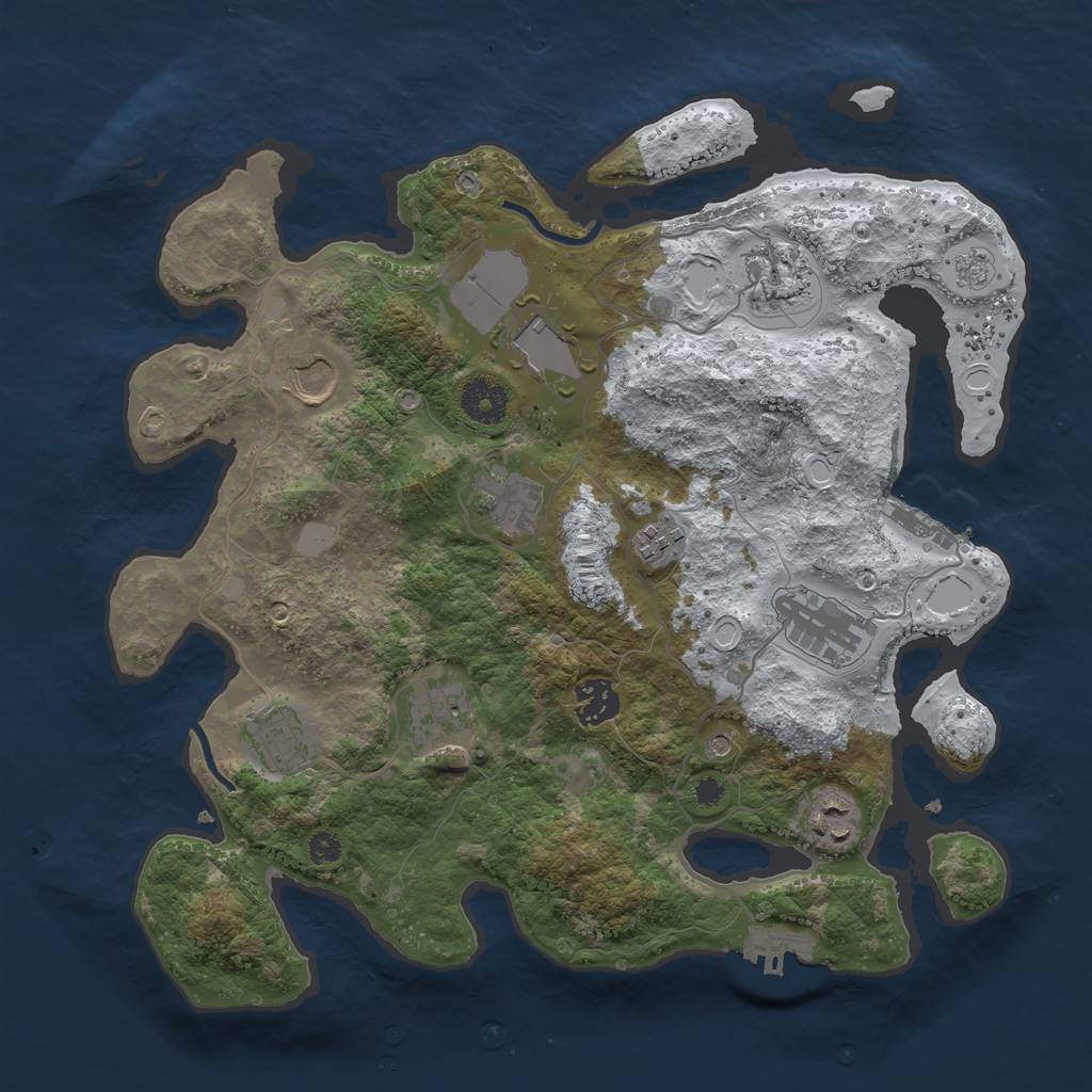 Rust Map: Procedural Map, Size: 3500, Seed: 1390541201, 19 Monuments