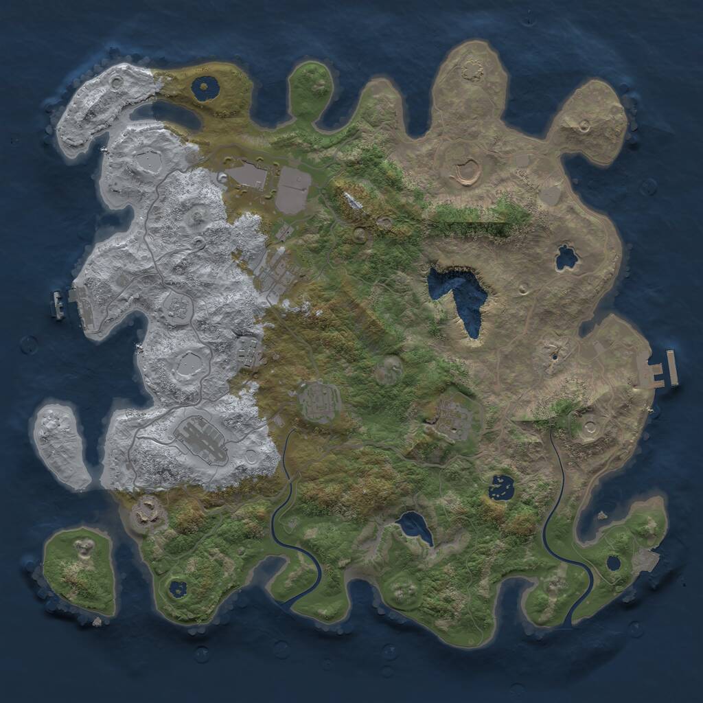 Rust Map: Procedural Map, Size: 4000, Seed: 591129, 15 Monuments