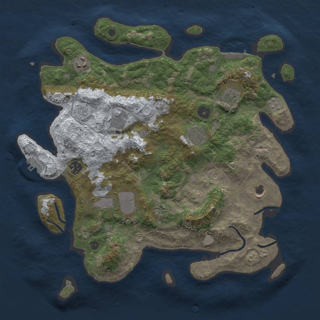 Rust Map: Procedural Map, Size: 3800, Seed: 7754211, 18 Monuments
