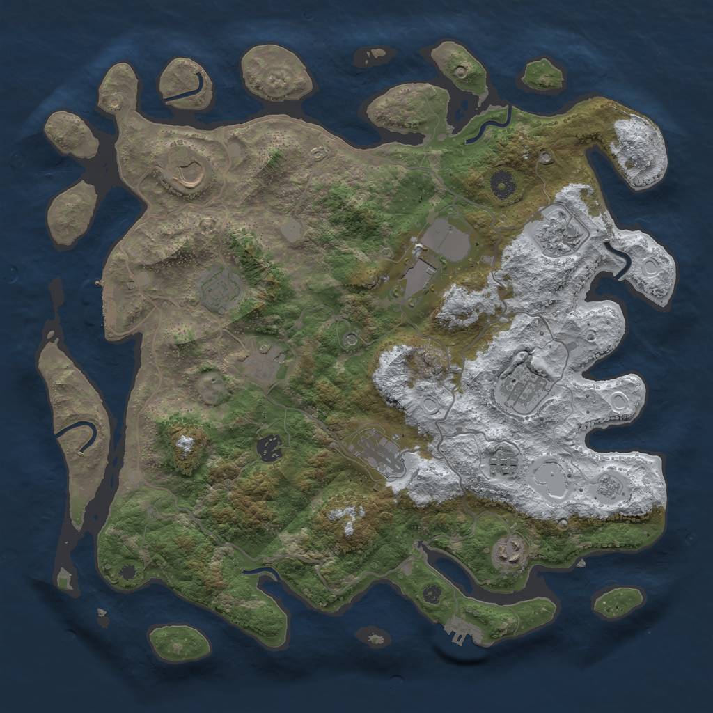 Rust Map: Procedural Map, Size: 4000, Seed: 789, 19 Monuments