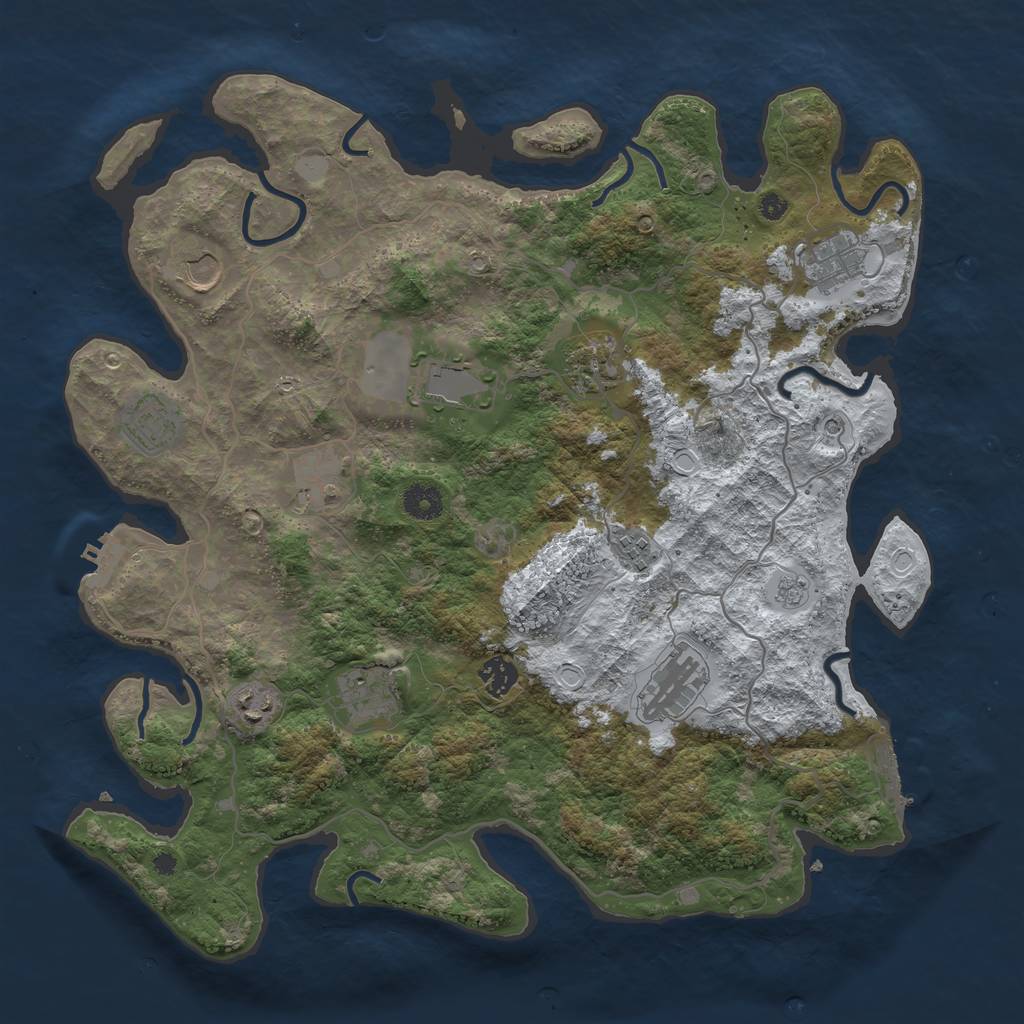 Rust Map: Procedural Map, Size: 4000, Seed: 1891076596, 20 Monuments