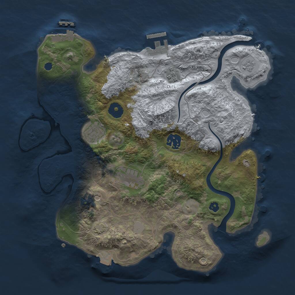 Rust Map: Procedural Map, Size: 3000, Seed: 1707238139, 10 Monuments