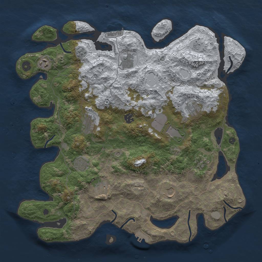 Rust Map: Procedural Map, Size: 4000, Seed: 416671, 20 Monuments