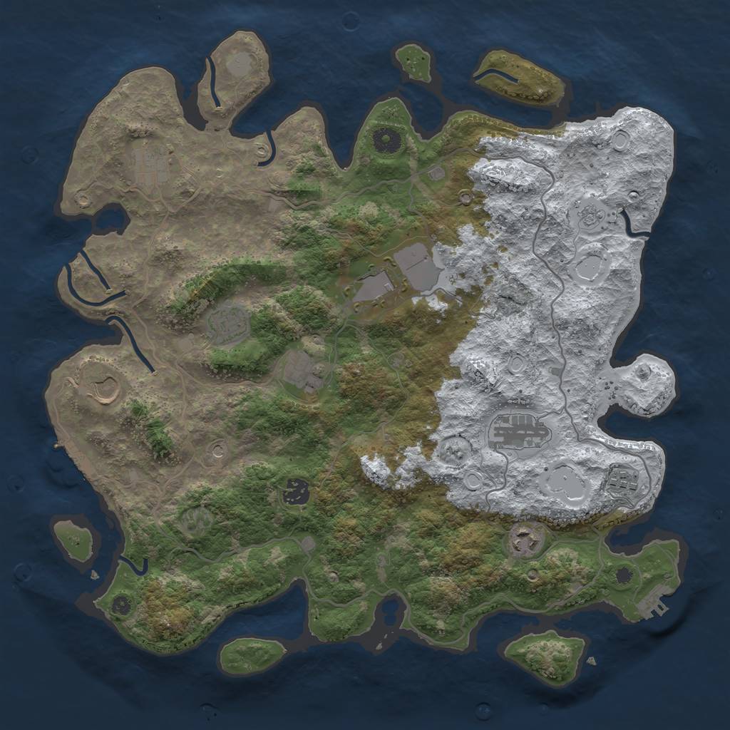 Rust Map: Procedural Map, Size: 4000, Seed: 372746157, 18 Monuments