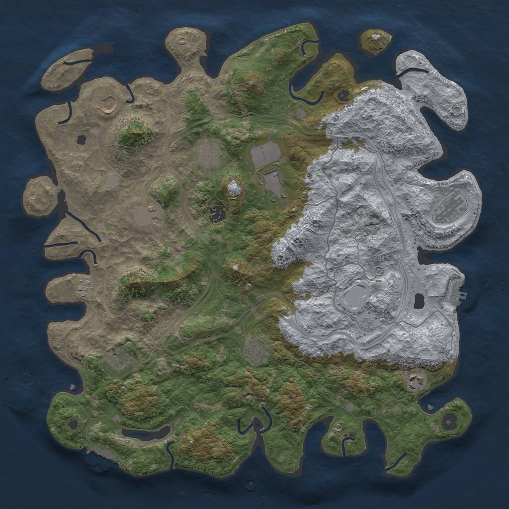 Rust Map: Procedural Map, Size: 4500, Seed: 8000, 19 Monuments