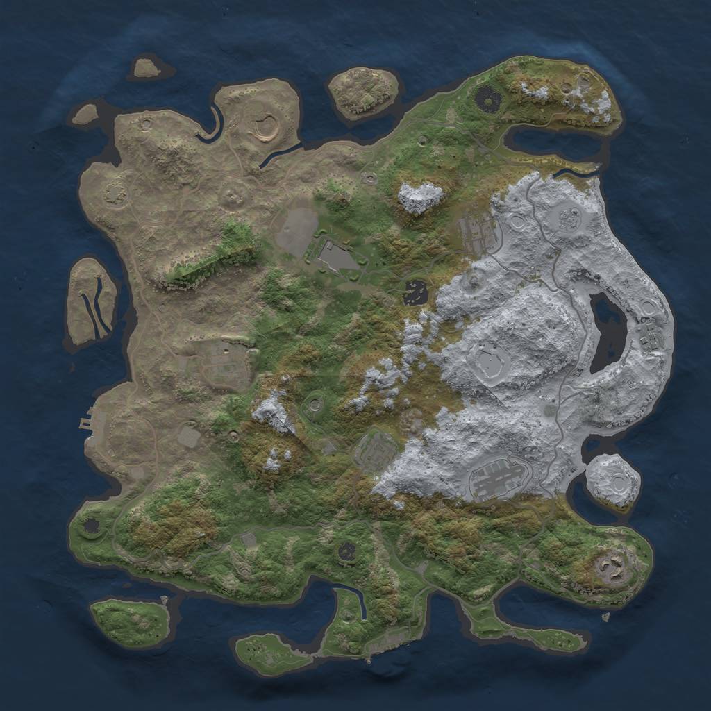 Rust Map: Procedural Map, Size: 4000, Seed: 38, 17 Monuments