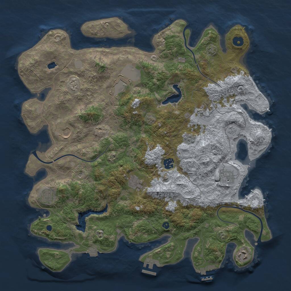 Rust Map: Procedural Map, Size: 4096, Seed: 530152571, 15 Monuments