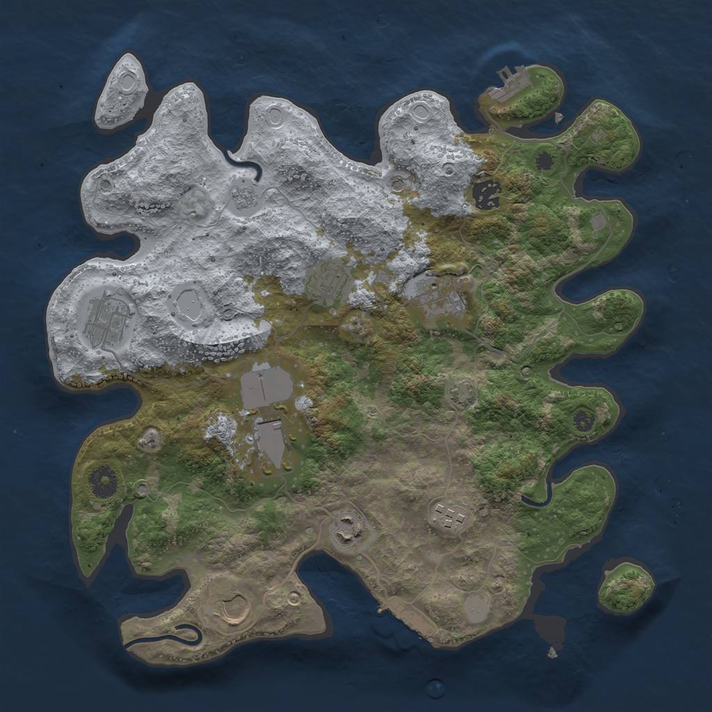 Rust Map: Procedural Map, Size: 3500, Seed: 1192277835, 16 Monuments
