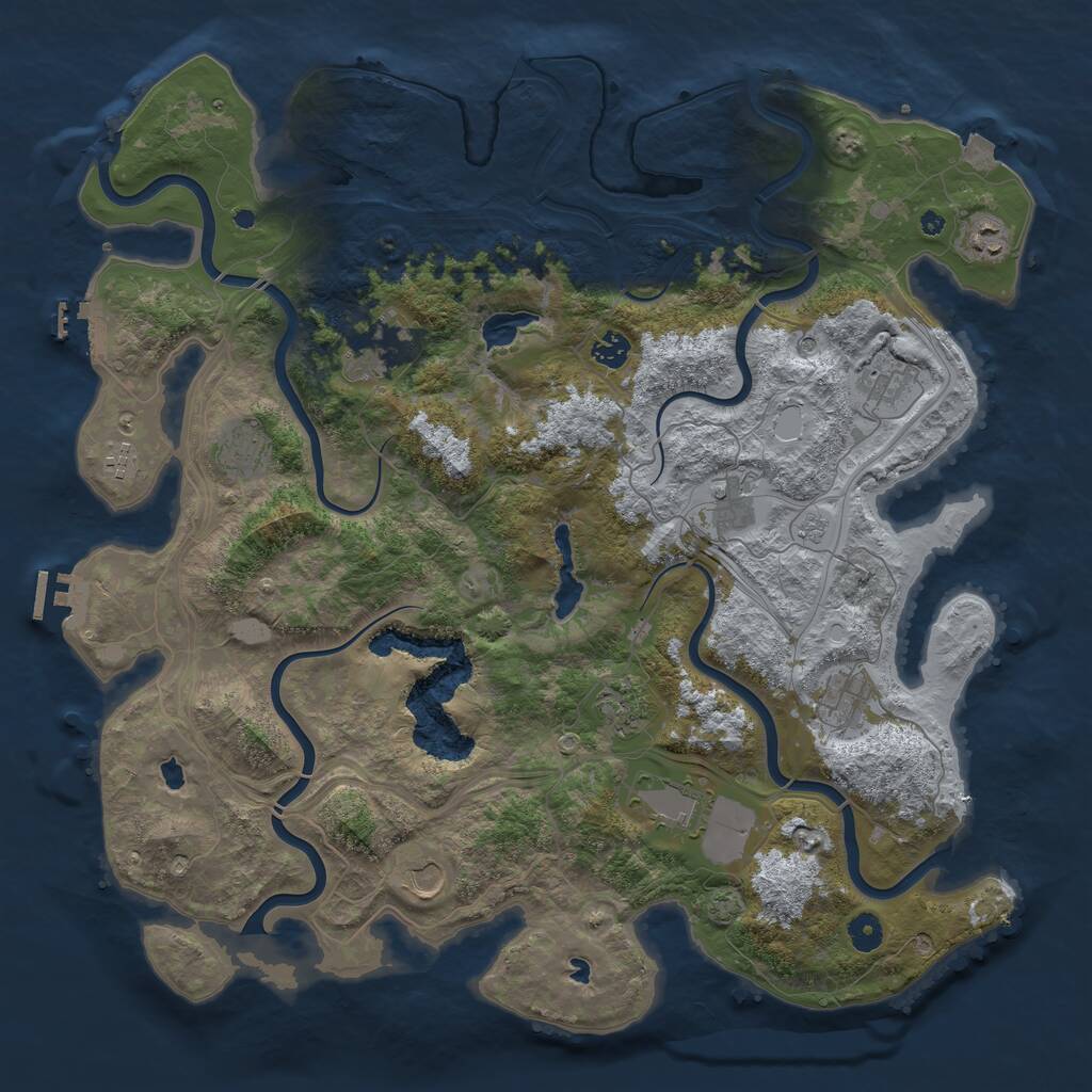 Rust Map: Procedural Map, Size: 4500, Seed: 831525399, 17 Monuments