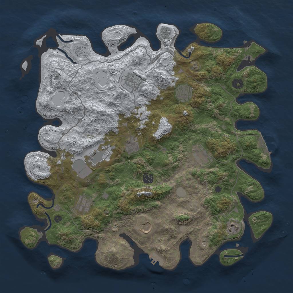 Rust Map: Procedural Map, Size: 4000, Seed: 23201, 19 Monuments