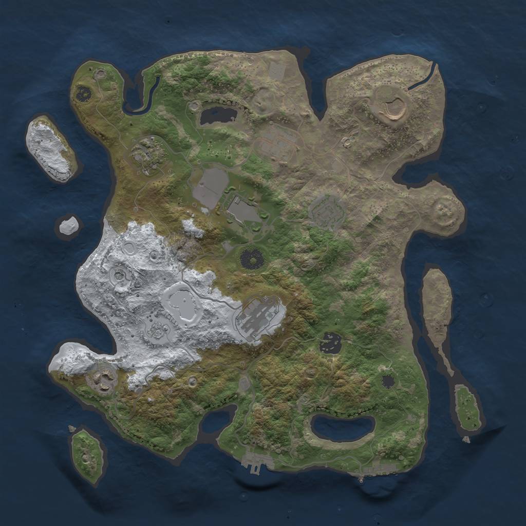 Rust Map: Procedural Map, Size: 3500, Seed: 225661445, 17 Monuments