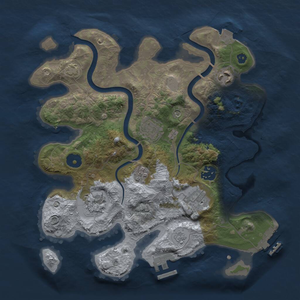 Rust Map: Procedural Map, Size: 3000, Seed: 409728300, 12 Monuments
